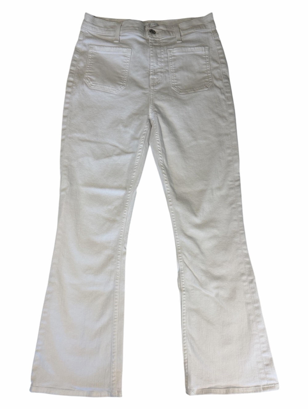 7 For All Mankind White High-Rise Flare Jeans
